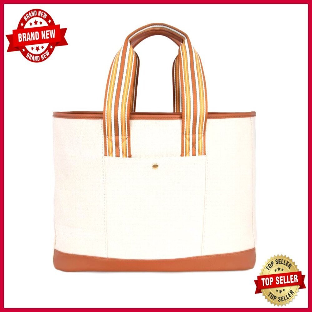 Lightweight Canvas Tote with Vegan Leather Accents, 4 Pockets, Hobo Style